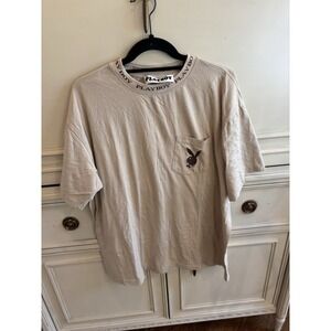 Playboy By Pacsun Men's Beige Brown‎ Tshirt Large Playboy Bunny Logo Cotton